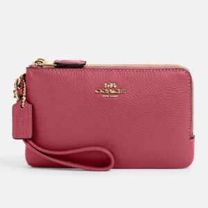 Coach Colorblock Double Corner Wristlet In Faded Blush Multi